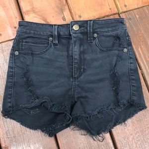 Guess high-waist ripped denim shorts